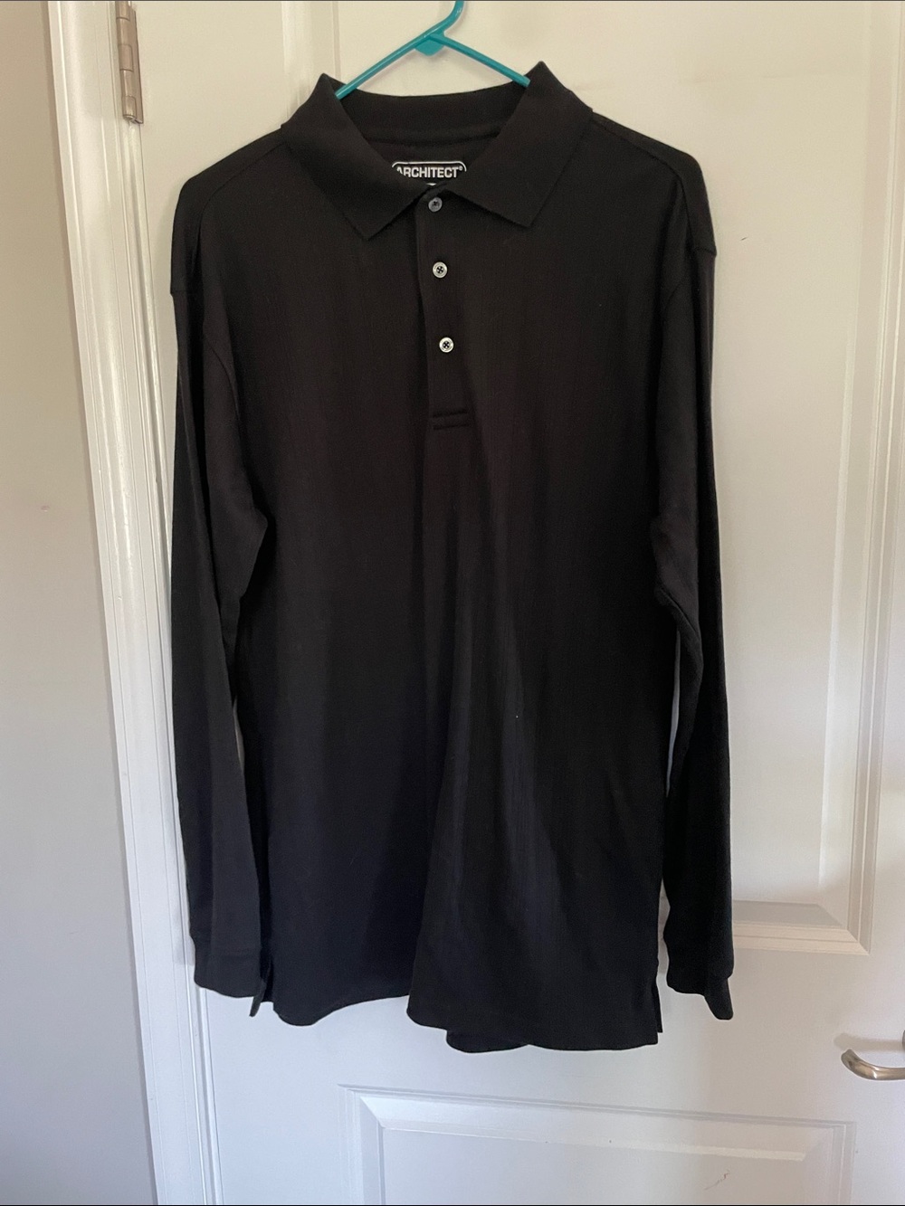 Architect Men's Long Sleeve Polo Shirt - Black sz medium